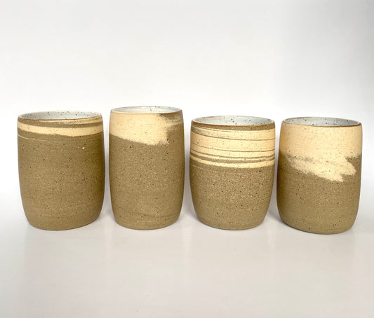 EARTH LINES: White Swirl Clay Tumblers