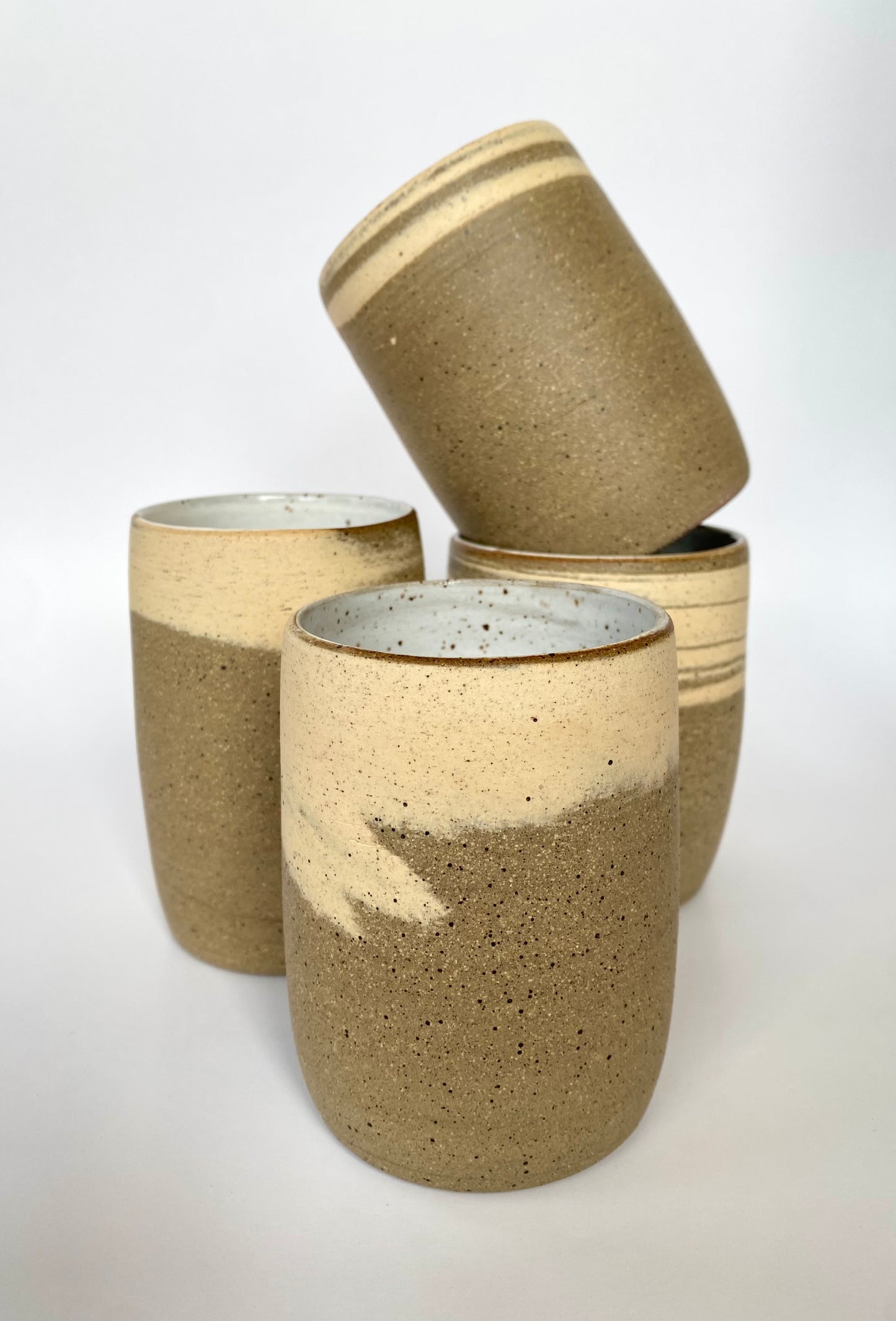 EARTH LINES: White Swirl Clay Tumblers