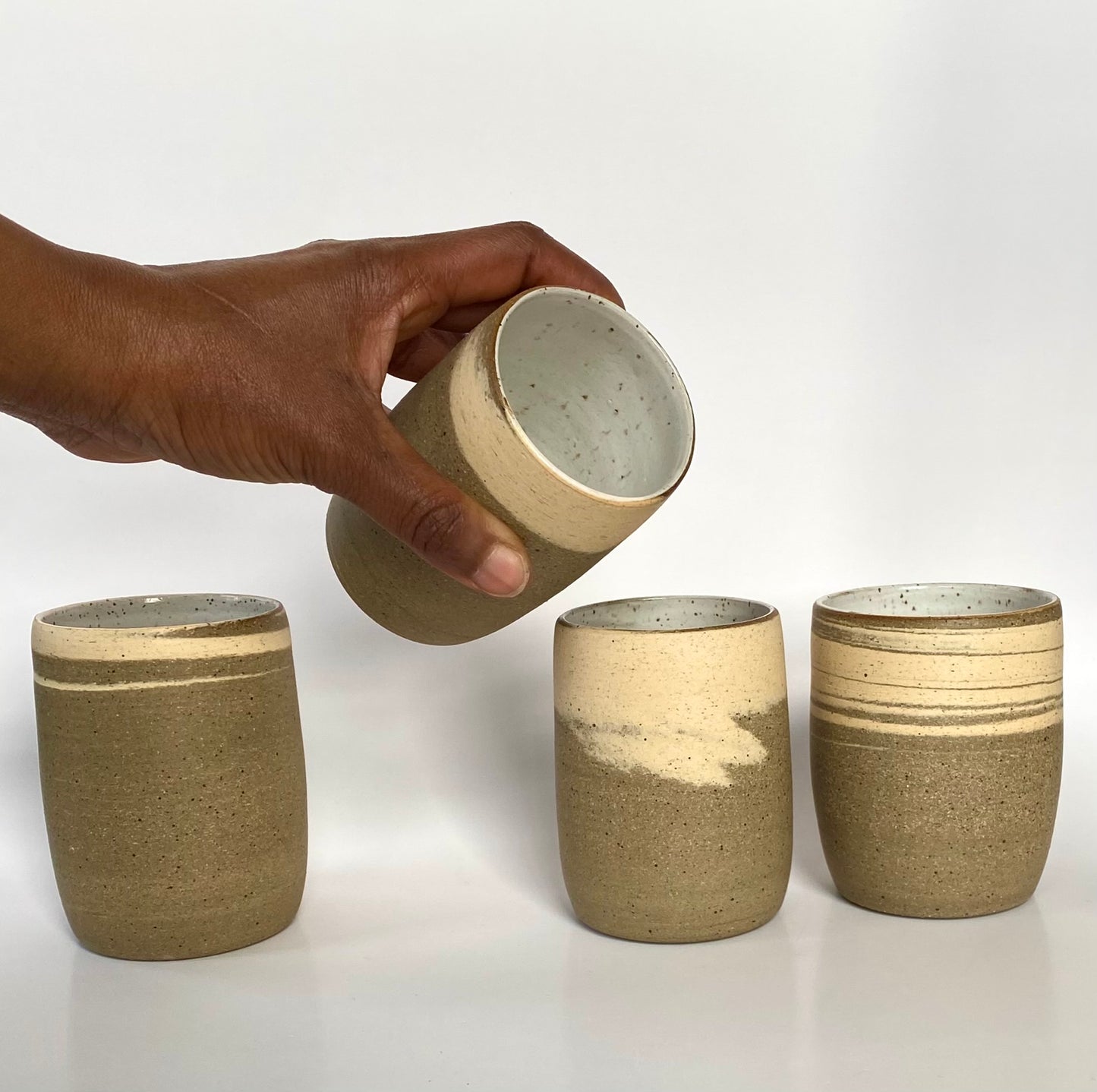 EARTH LINES: White Swirl Clay Tumblers