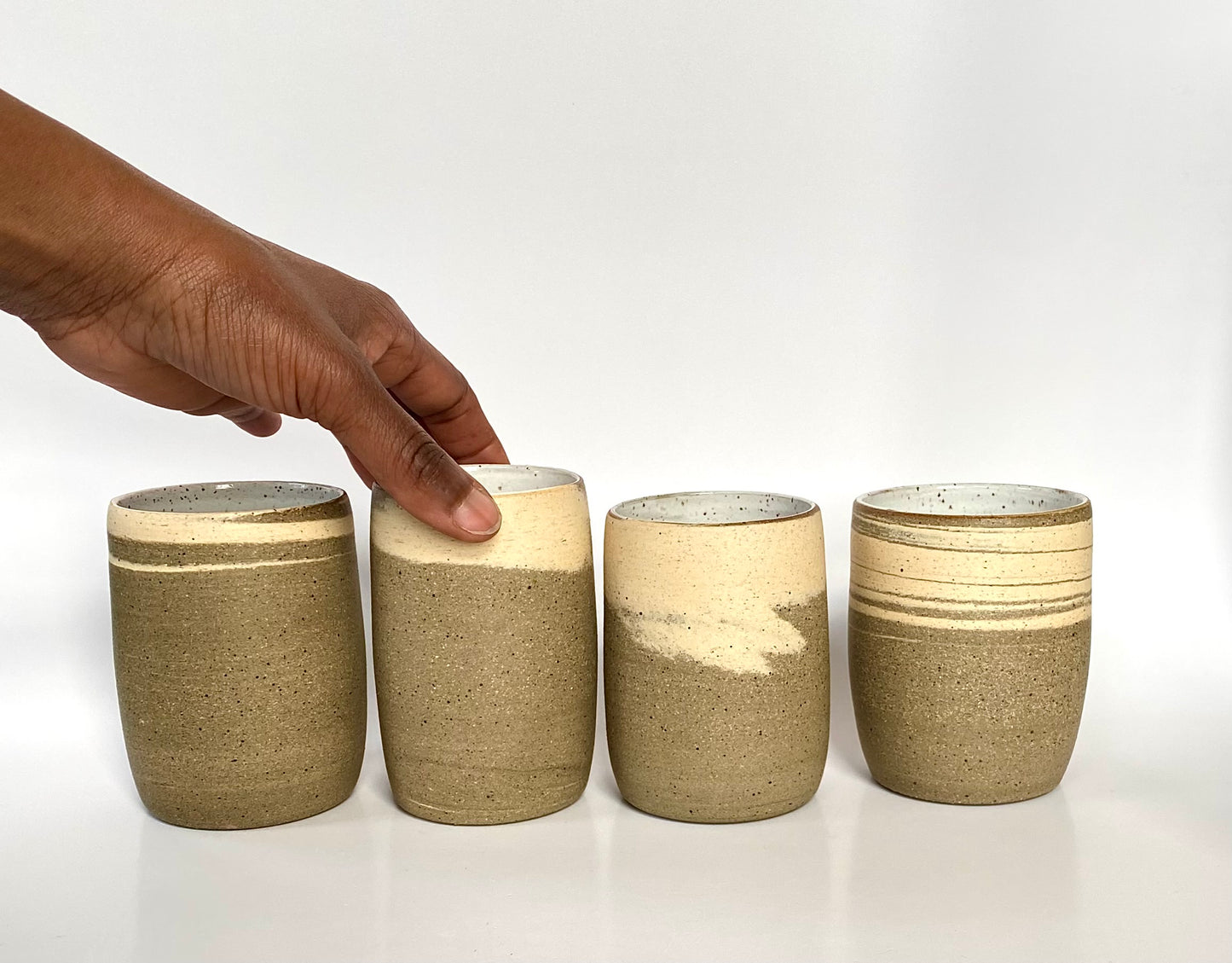 EARTH LINES: White Swirl Clay Tumblers