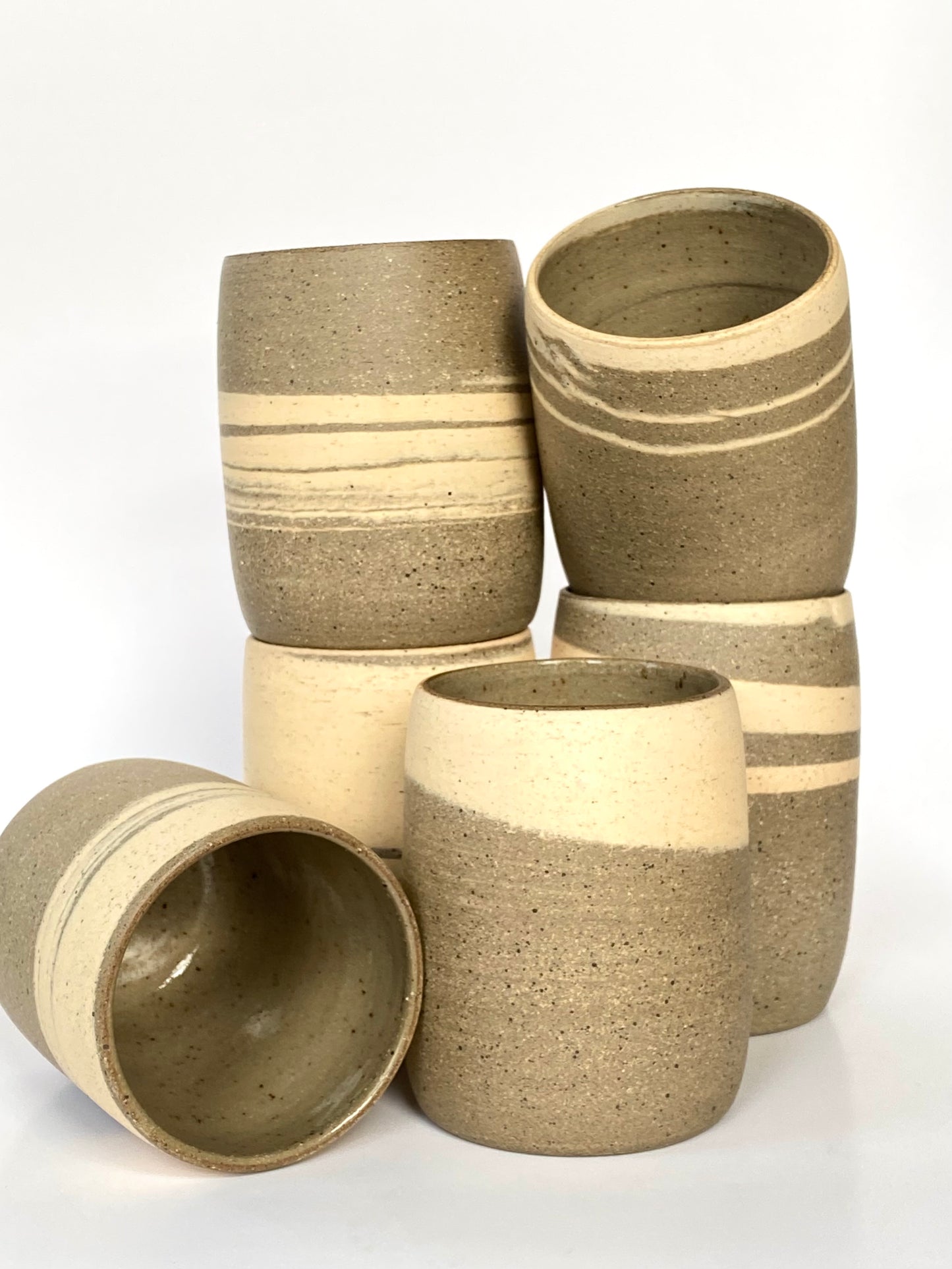 EARTH LINES: White Swirl Clay Tumblers
