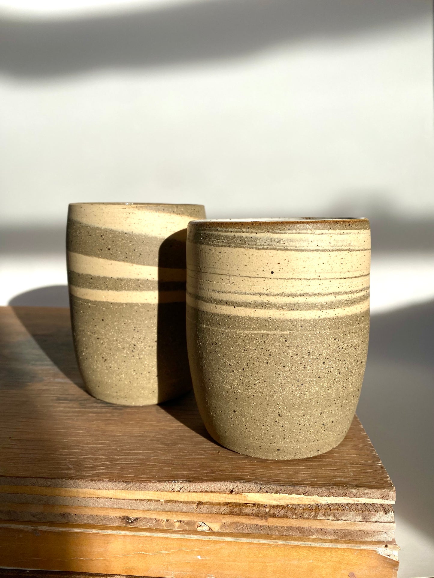 EARTH LINES: White Swirl Clay Tumblers