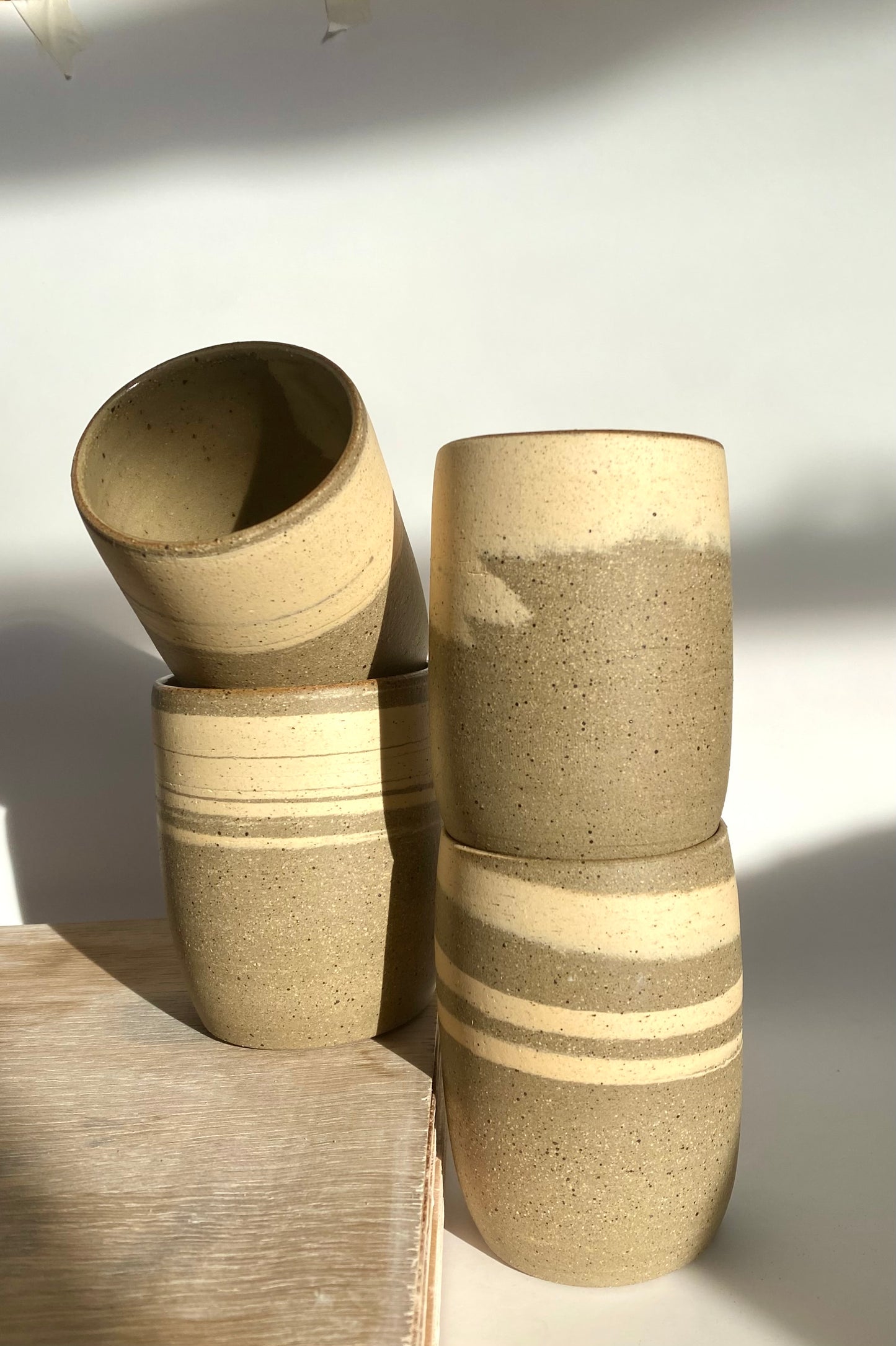 EARTH LINES: White Swirl Clay Tumblers