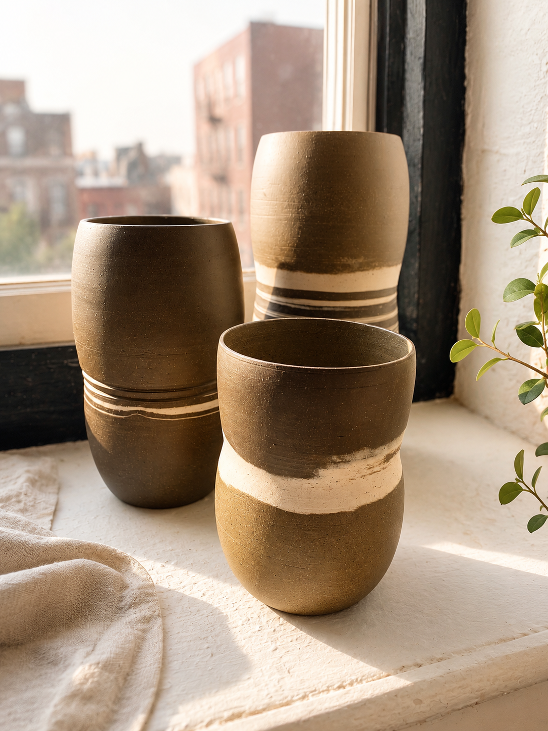 EARTH LINES: Set of Marbled Clay Vases