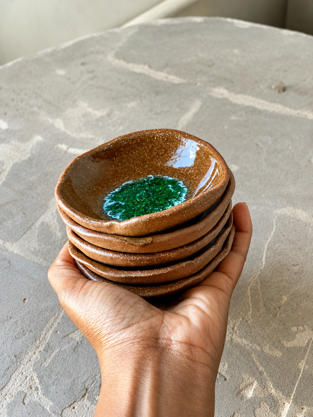 Melted Glass Trinket Plate Set