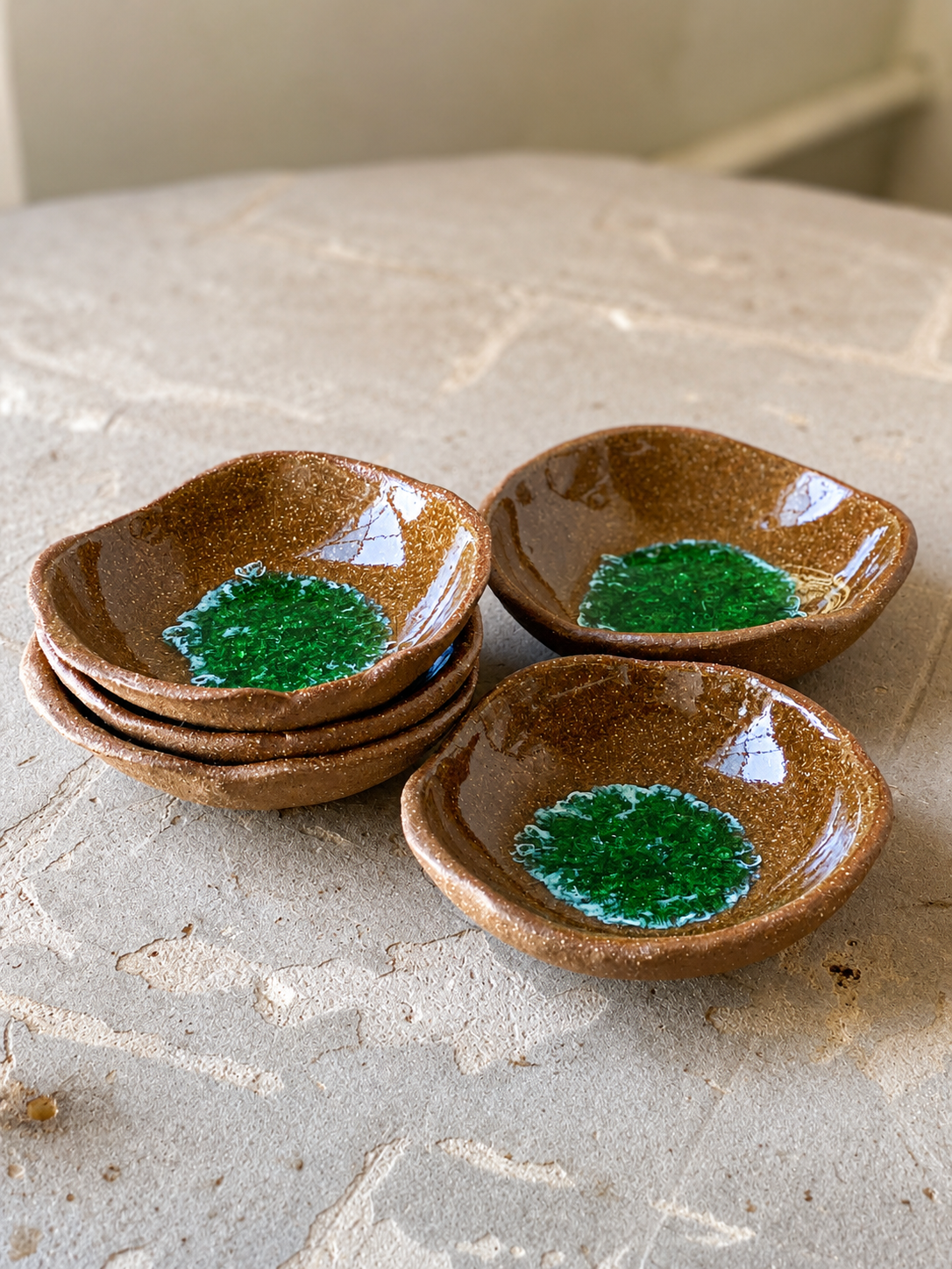 Melted Glass Trinket Plate Set