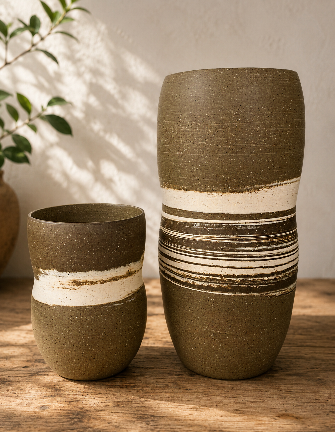 EARTH LINES: Set of Marbled Clay Vases