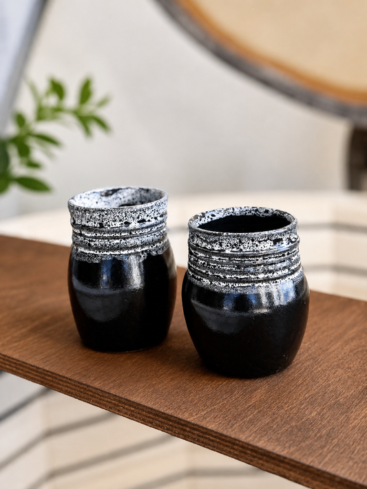 Black Speckled Stoneware Cups