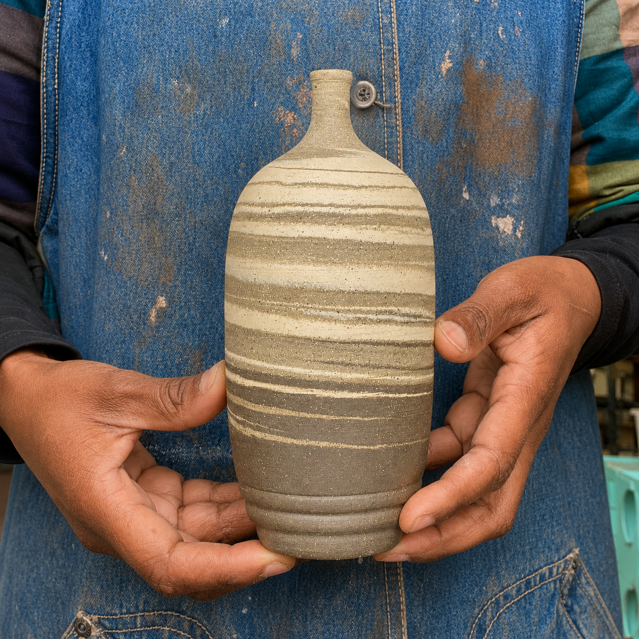 EARTH LINES: Marbled Clay Vase No14