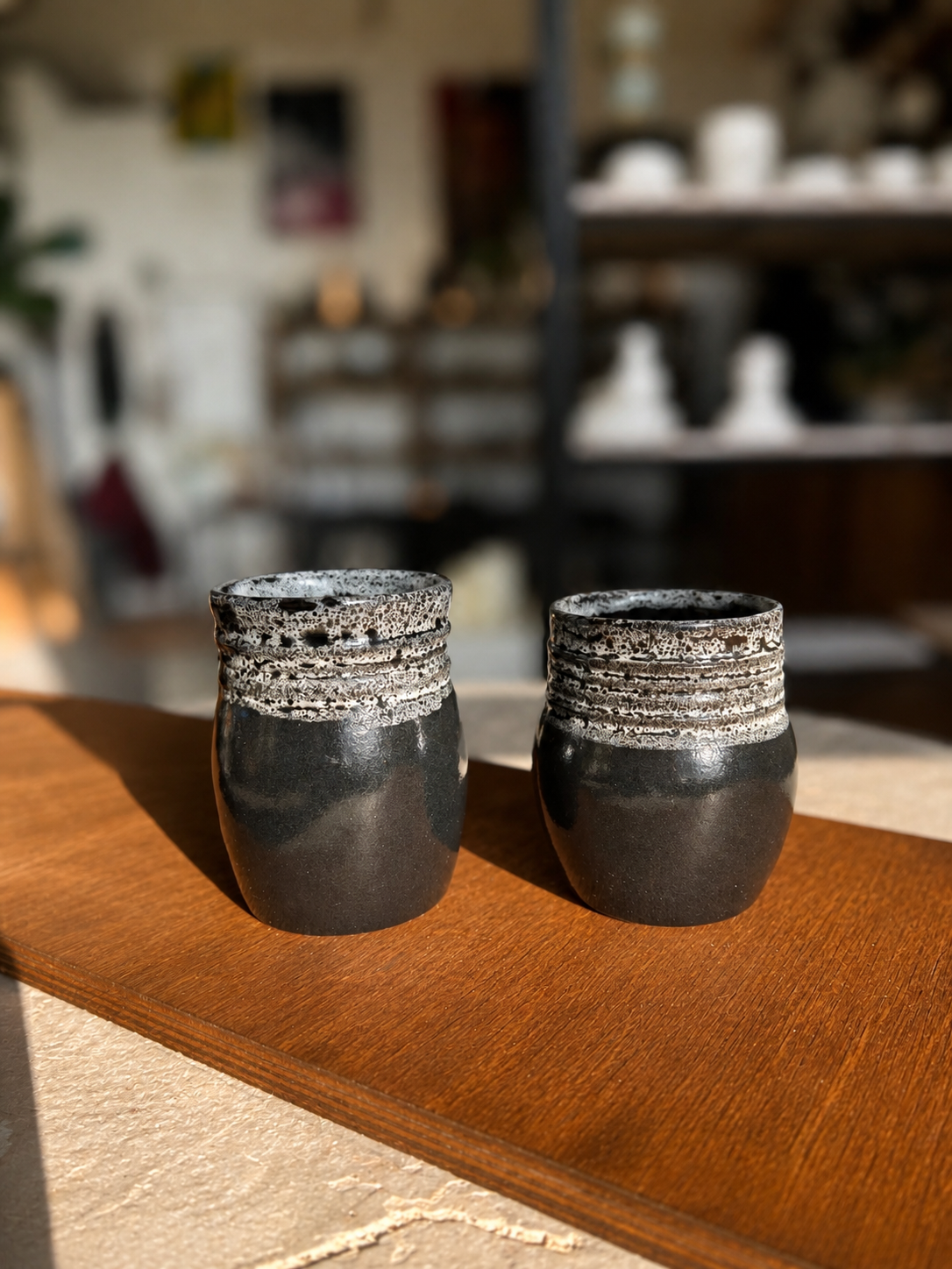 Black Speckled Stoneware Cups