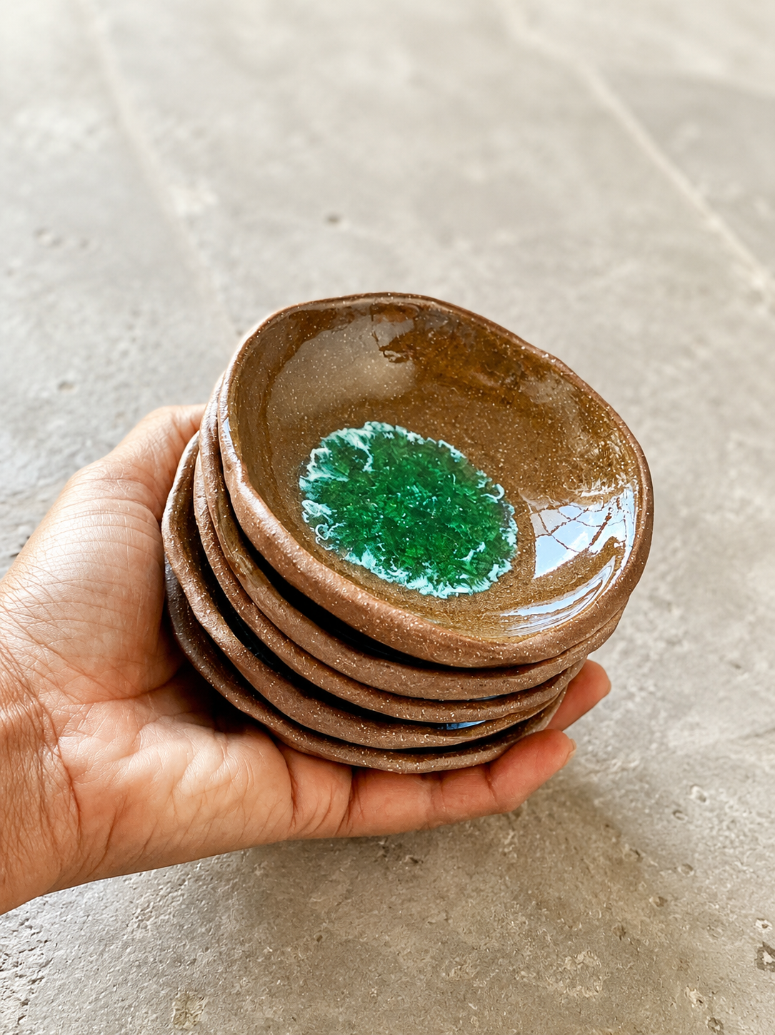Melted Glass Trinket Plate Set