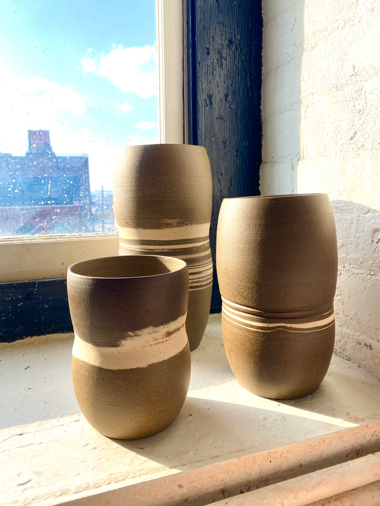EARTH LINES: Set of Marbled Clay Vases