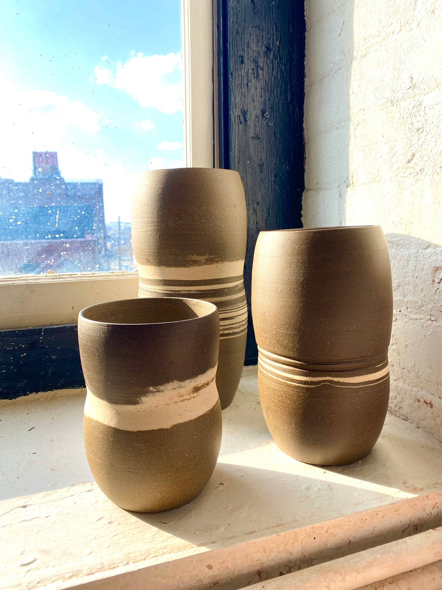 EARTH LINES: Set of Marbled Clay Vases