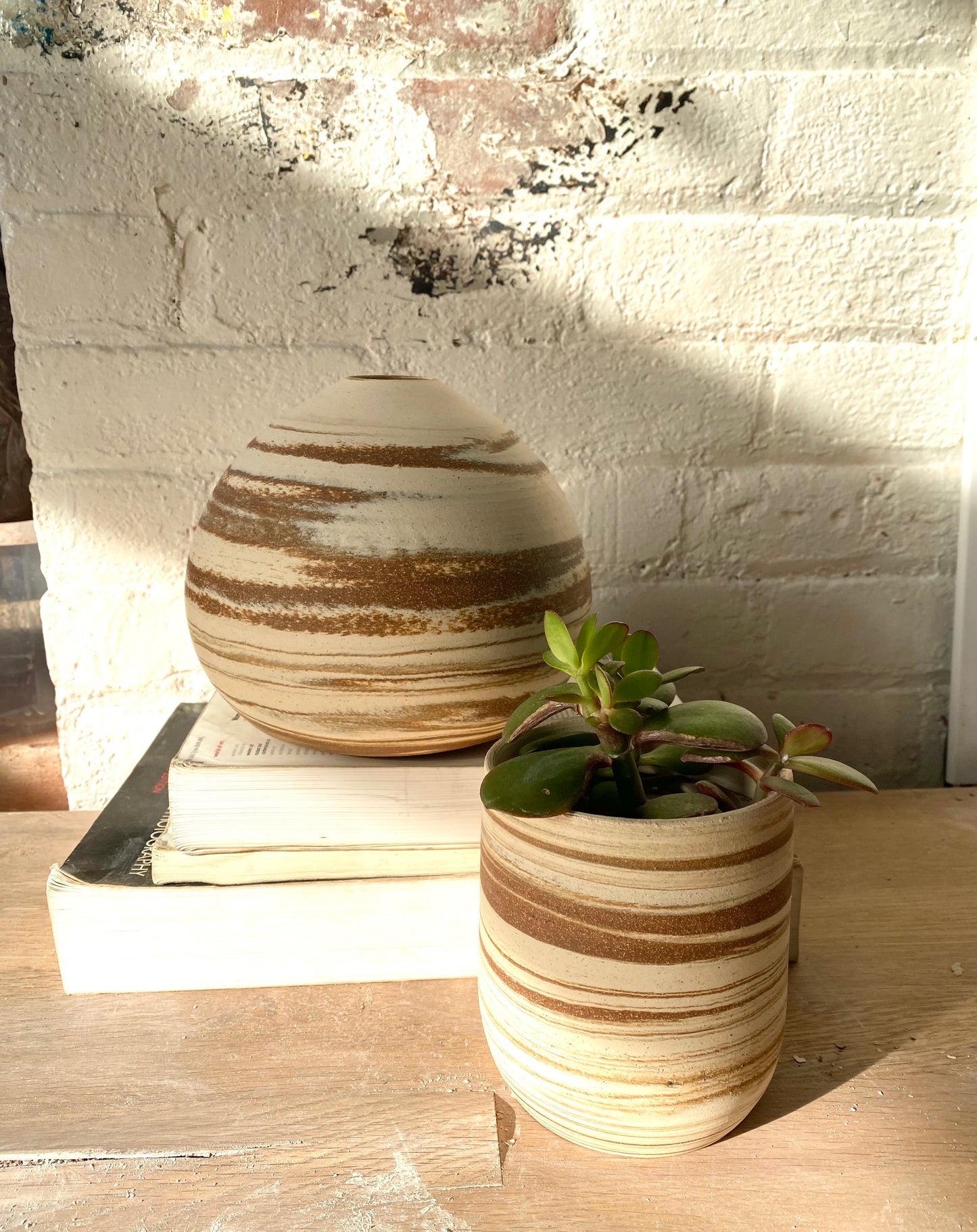 EARTH LINES: Marbled Clay Plant Holder  No4