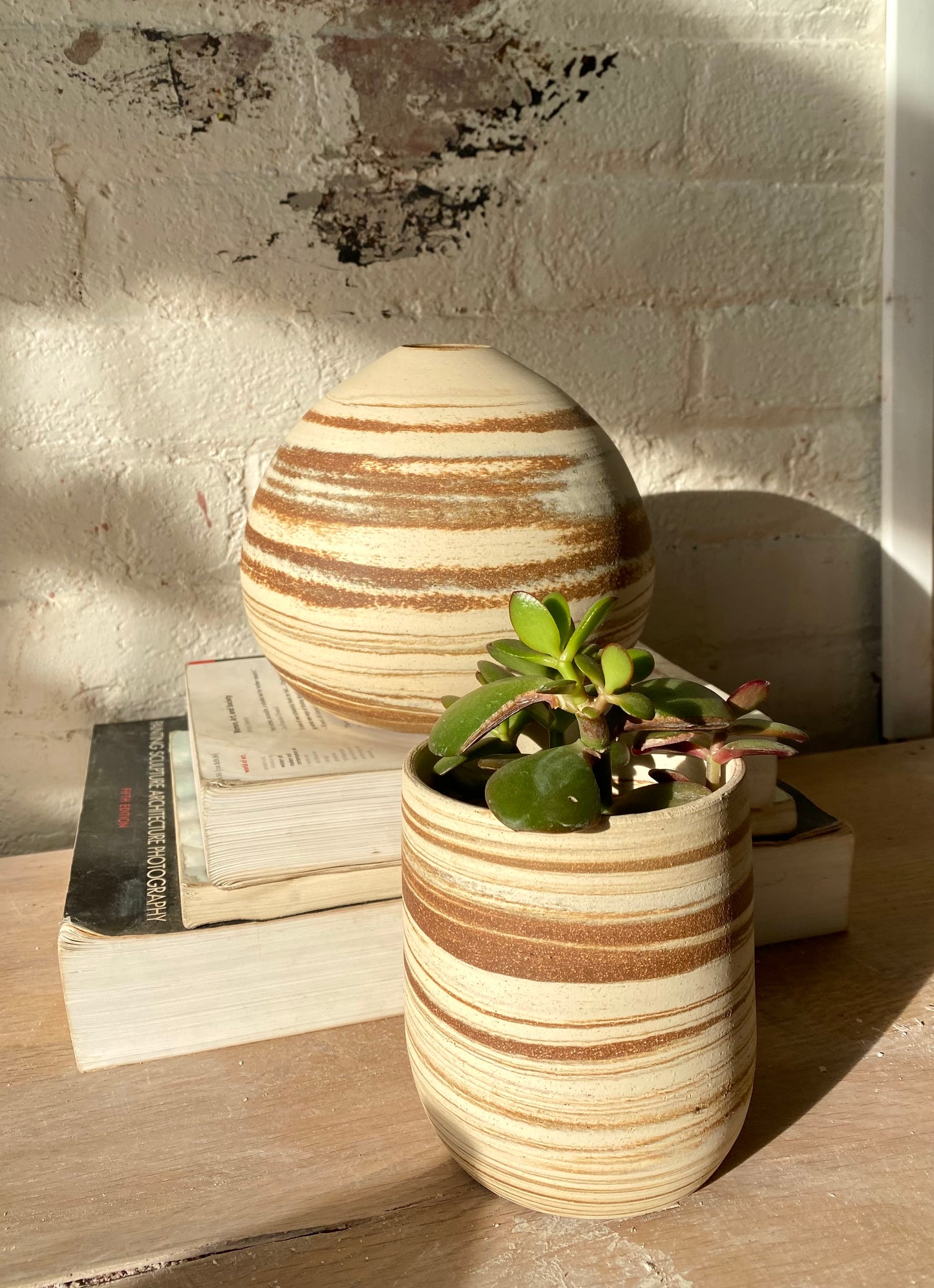 EARTH LINES: Marbled Clay Plant Holder  No4